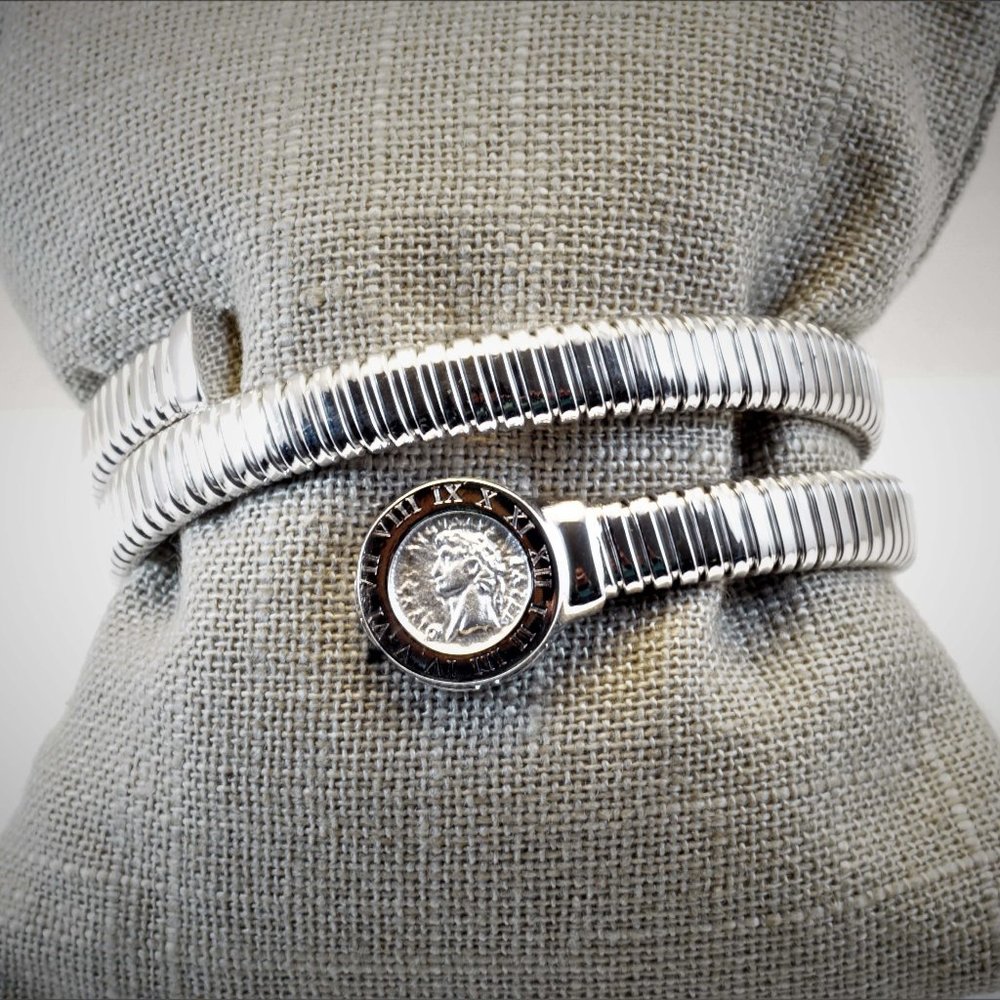 Triple Wrap Coil Bracelet Silver Bracelet
